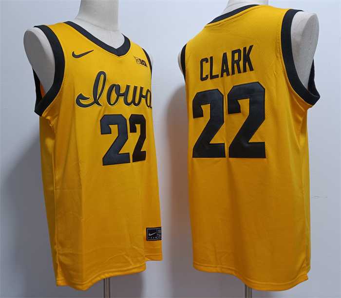 Men%27s Iowa Hawkeyes #22 Caitlin Clark Yellow Stitched Jersey